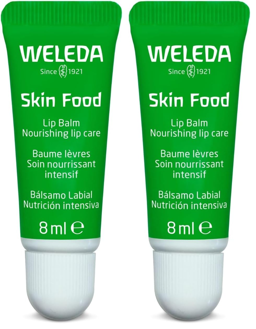 WELEDA Bio Skin Food Lip Butter Lippenpflege - Naturkosmetik Pflege Lippenbalsam Soforthilfe für spröde & trockene Lippen. Nachhaltiger Lippenstift mit Bienenwachs, Lanolin & Sonnenblumen Öl (1x 8ml)