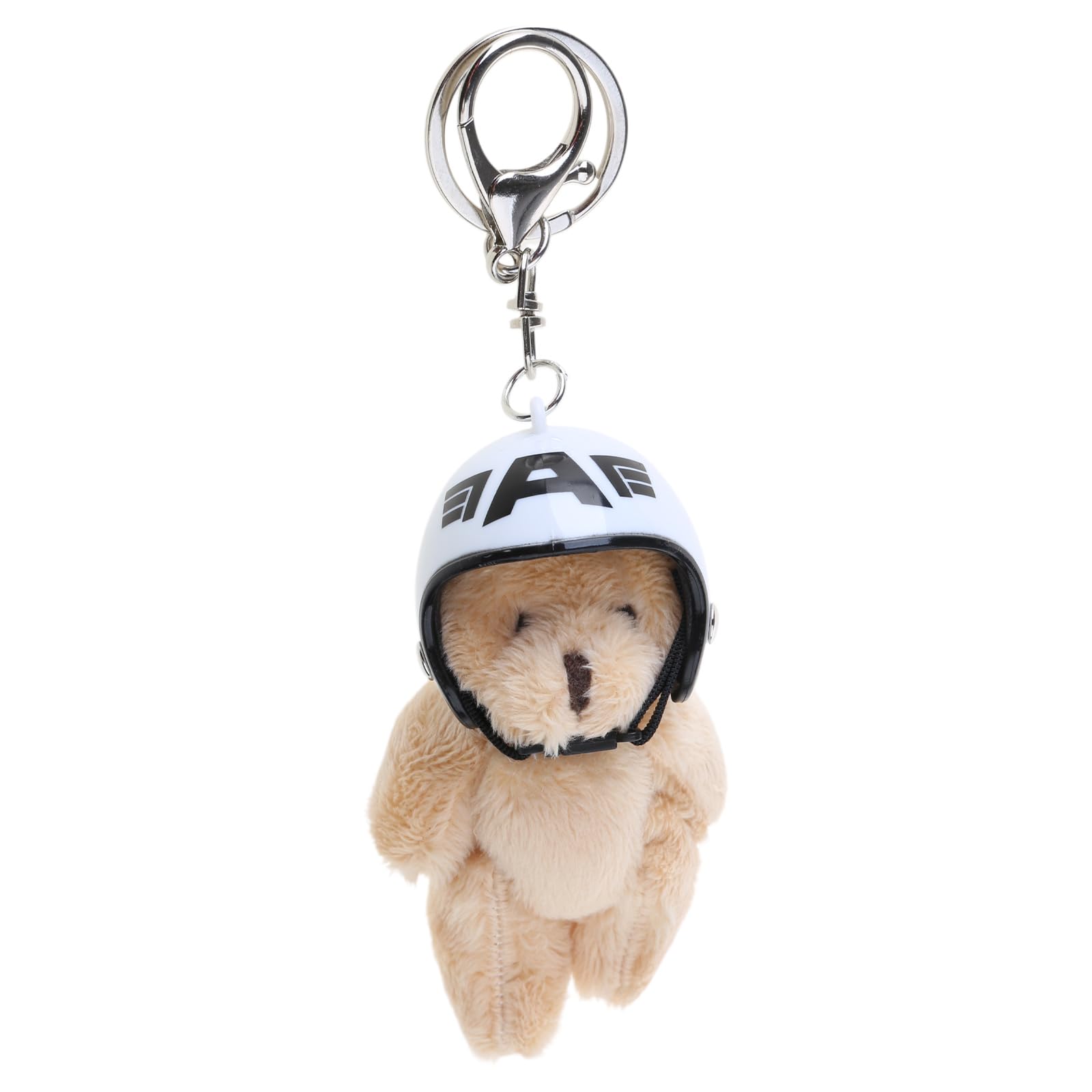 Maxtonser Plush Bear Keychain with Helmets Fashionable Bag Decorative Pendant Creative Soft Stuffed Animal Charm for Backpacks