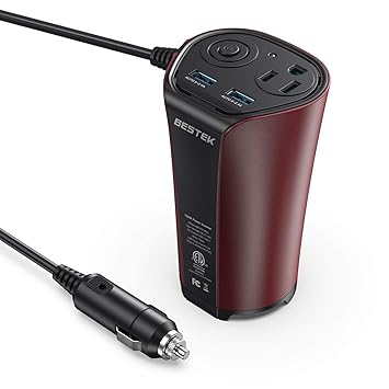 BESTEK150W Socket Cigarette Lighter Distributor Power Adapter car Inverter Dual 2.4A USB Single American Standard Socket Suitable for Mobile Phone GPS Driving Recorder PC Portable Coke Cup