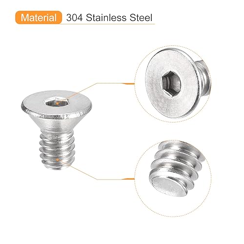 Miniatura 4 de uxcell Tornillos de cabeza avellanada plana #8-32x516, 50 tornillos de cabeza plana de acero inoxidable 304, rosca completa, pernos avellanados
