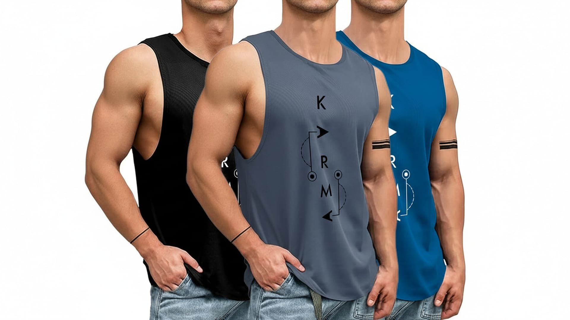 enitor Men Vest || Gym Vest for Men ||Printed Sleeveless Regular Fit Vest for Mens(Pack of 3)-picture-34