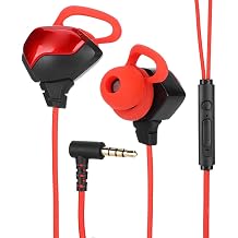 G3000 In-Ear Gaming Earphones, Universal 3.5mm Wired Noise Reduction Gaming Headset with Mic for All Cell Phones, Tablets and Laptops Red