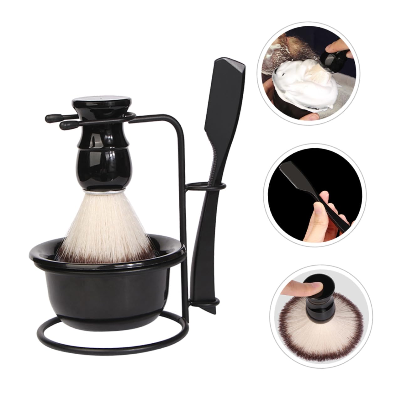 Ipetboom Manual Shaving Kit for Men Razor Brush Bowl Shaving Supplies Traditional Shave Kit Great Present
