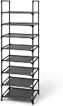 SONGMICS Shoe Rack, 8-Tier Shoe Shelf, Shoe Storage Organizer, Metal Frame, Non-Woven Fabric Shelves, for Entryway, Bedroom, 28 x 46 x 145 cm, Black ULSR24BK