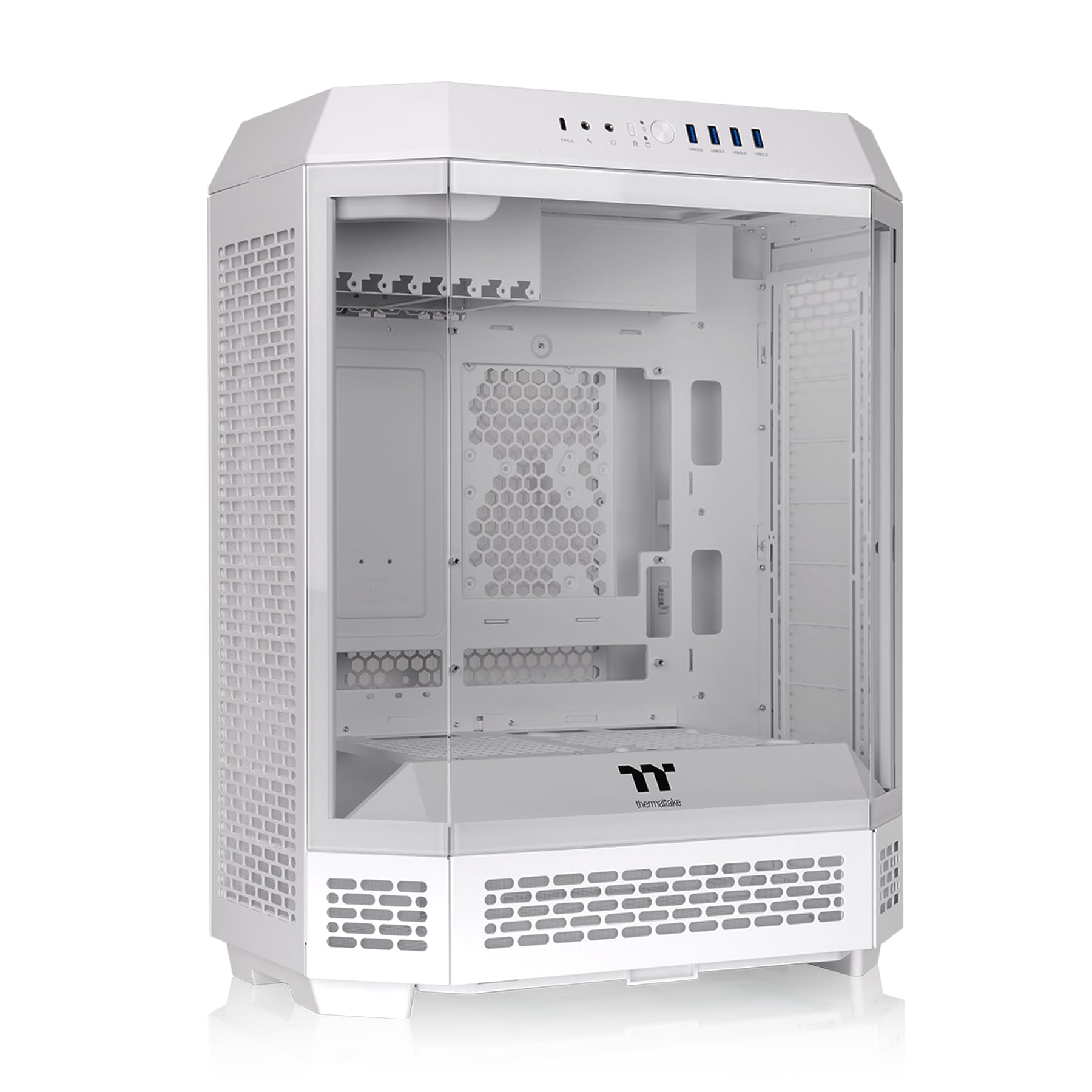 Thermaltake Tower 600 Snow Mid-Tower ATX Case; 3 Tempered Glass Panels; Hidden-Connector Motherboard Support; Rotational PCI-e Slots; CA-1Z1-00M6WN-00; 3 Year Warranty