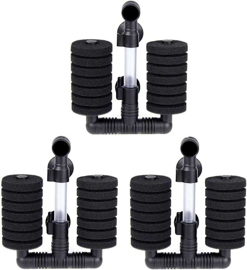 Leyouyou520 3 Pack Air Pump Double Sponge Filter Bio Sponge Filter for Aquarium Fish Tank Up to 30 Gallons