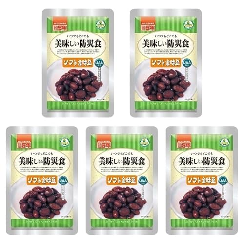 【5個セット】アルファフーズ UAA食品 ソフト金時豆 80g 美味しい防災食 非常食 介護食 惣菜 パウチ袋 防災食 レトルト 保存食 備蓄食料 防災グッズ