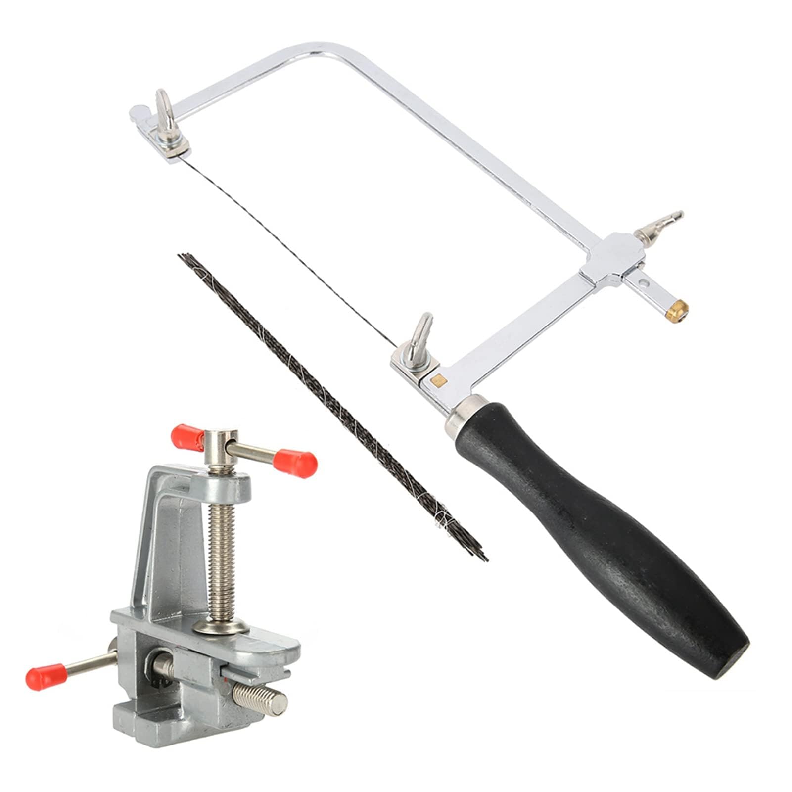 Marco de sierra para joyeros, mini tornillo de banco con 12 cuchillas y abrazadera para hacer joyas, herramienta artesanal DIY