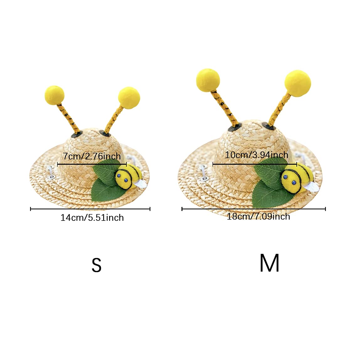 Pet Cat Dog Straw Hat Sombrero Pet Birthday Hat Pet Sun Cap Dog Funny Hat Cat Funny Hat for Crossdress Photo Props Teddy Bichon Puppy Headwear Bee Ladybug