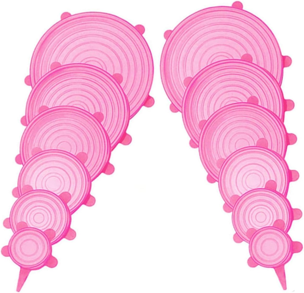 Tapas elásticas y selladas de silicona reutilizables de alta calidad, juego de 6 tamaños diferentes, fundas redondas flexibles de silicona para