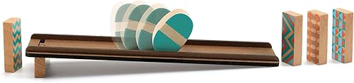 DJECO Zig & Go Culbuto Juego de construcción de carreras de dominó de madera, 7 piezas