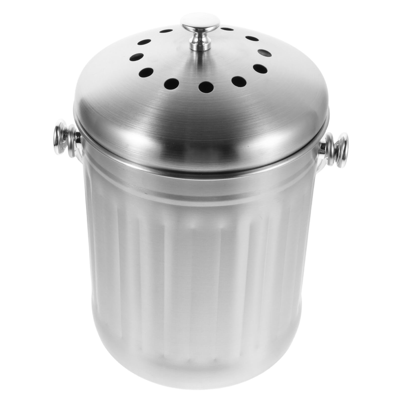 Toyvian 5 Liter Edelstahl Kompostbehälter für Küche mit Deckel und Aktivkohlefilter Geruchsneutral Kompakter Bioabfallbehälter für Arbeitsplatte und Innenräume