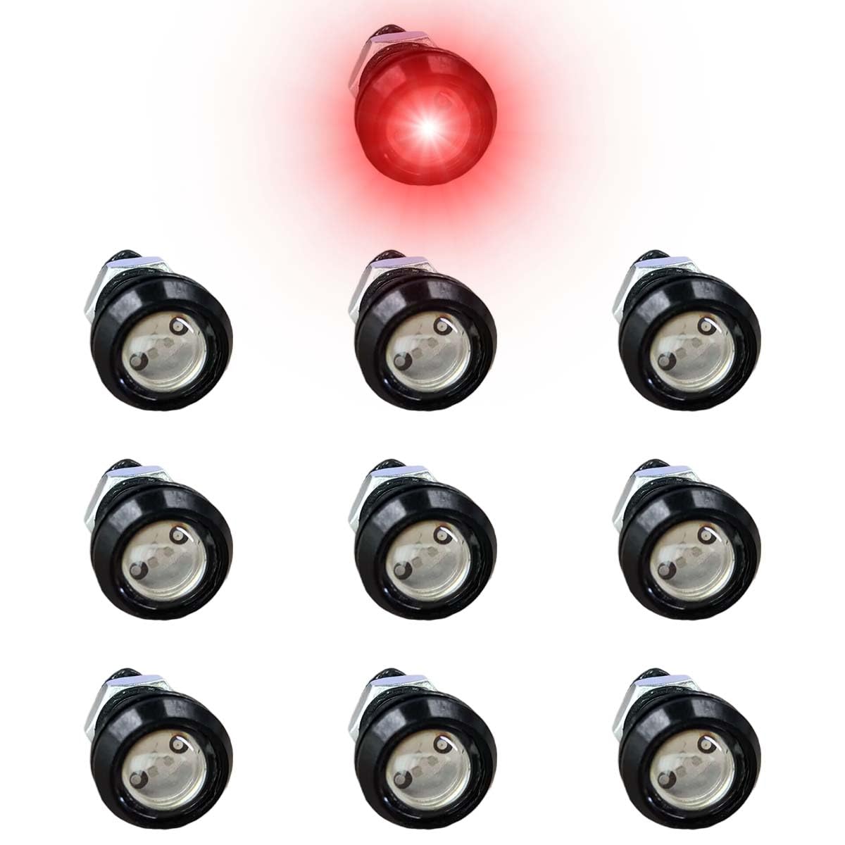 10PCS 18mm Car Eagle Eye LED Bulbs, 12V Ultra-thin Motorcycle Daytime Running Lights, Waterproof DRL Bumper Fog Light Small Bulbs, Tail Backup Reverse Marker Lights for Car Motor (Red)