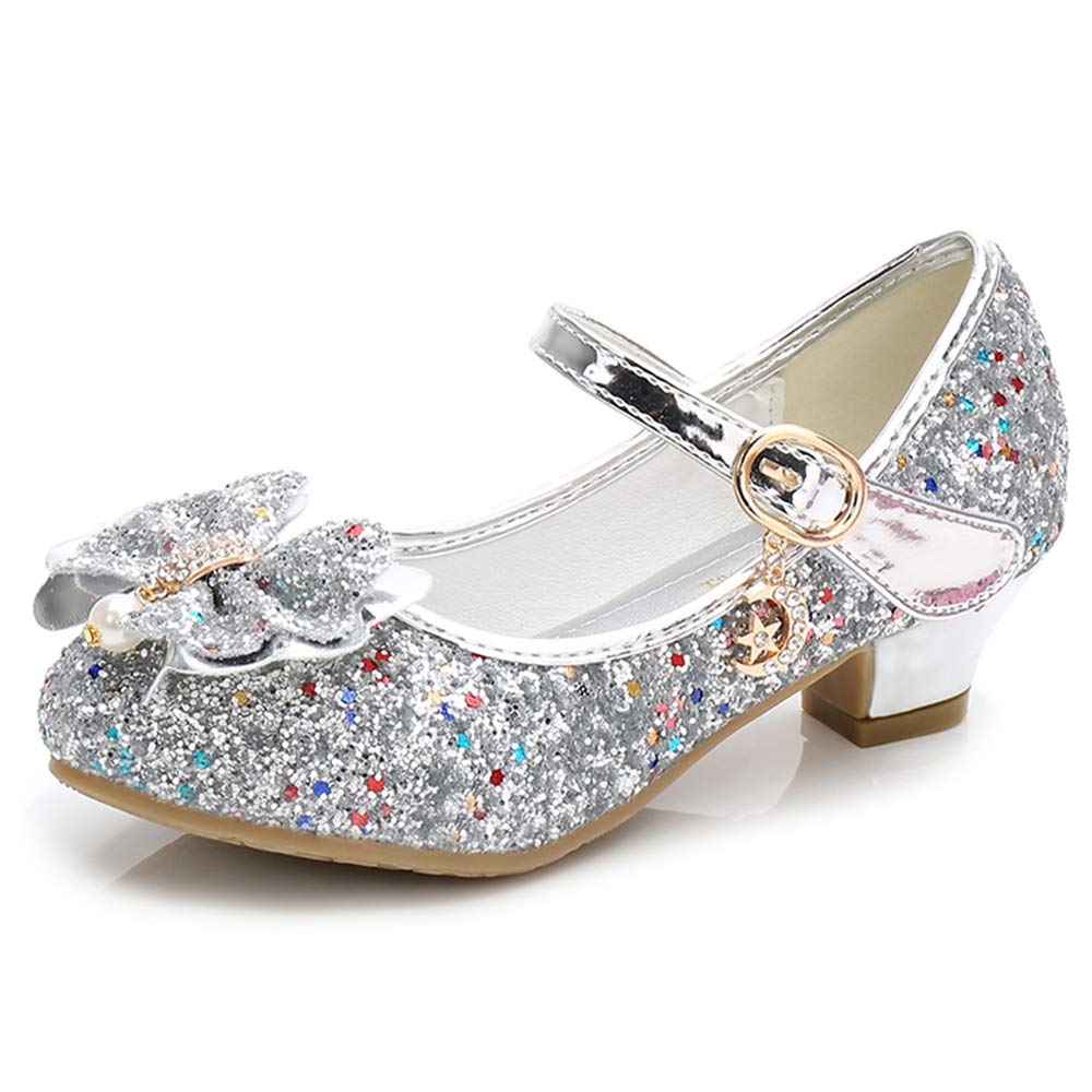 YING LAN Girls Cosplay Dress Wedding Party Shoes Glitter Sequins Low Heel Mary Jane Princess Shoes