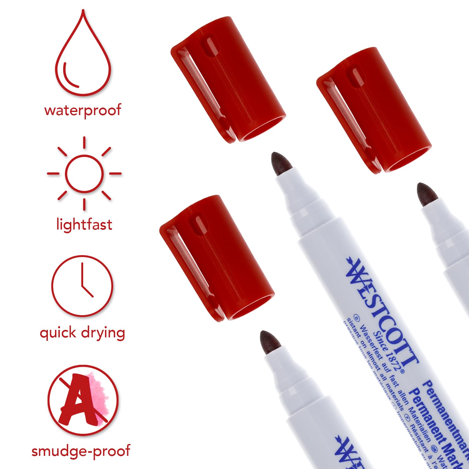 Westcott Permanent Marker 10 pieces Red, 1 count (Pack of 10) - Image 4