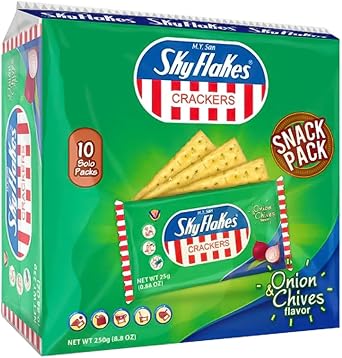 M.Y. San Sky Flakes Filipino Onion Chives Flavour Crackers Crispy Snack Pack 250g 10 Single Packs