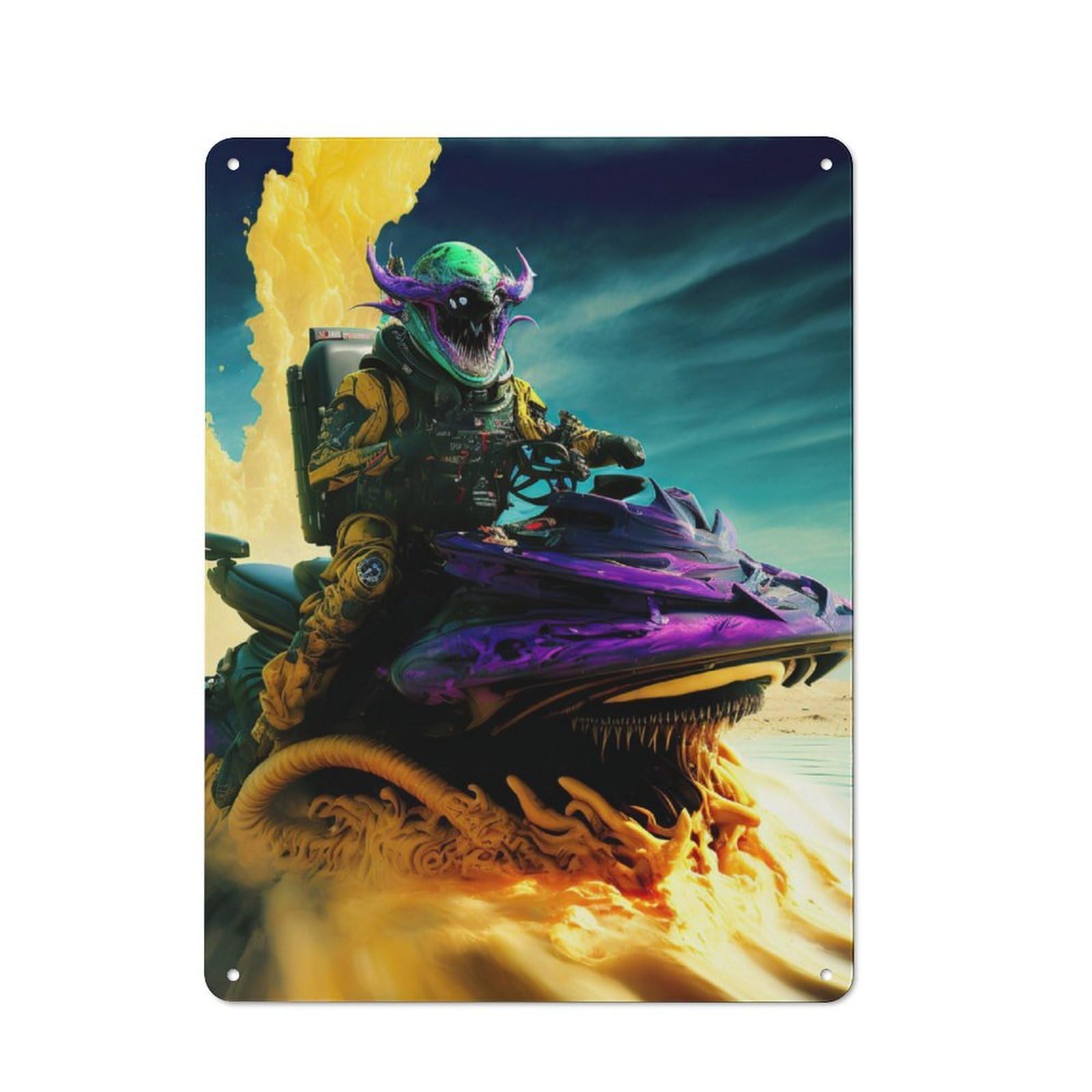 Jetski Metal Wall Art Sign 40x30cm, Old Fashioned Nostalgic Wall Art for Living Room, Hallway, Kitchen Or Cafe