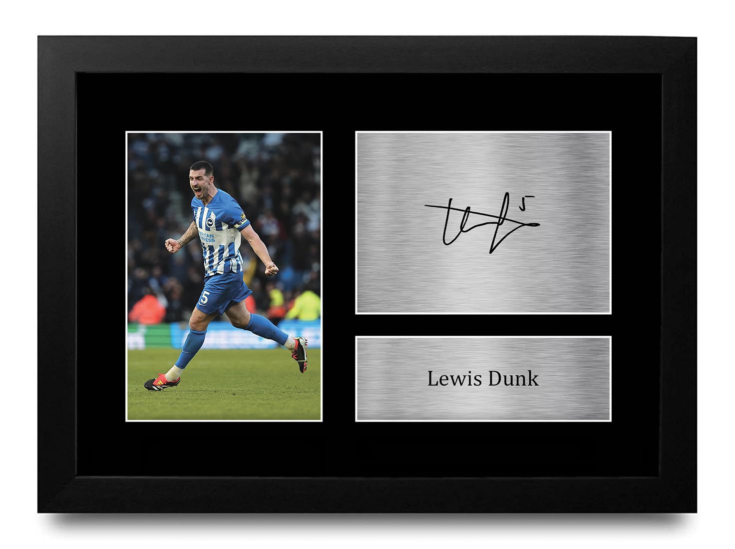 HWC Trading Lewis Dunk Brighton & Hove Albion Gifts Printed Signed Autograph Picture for Football Fans and Supporters - A4 Framed