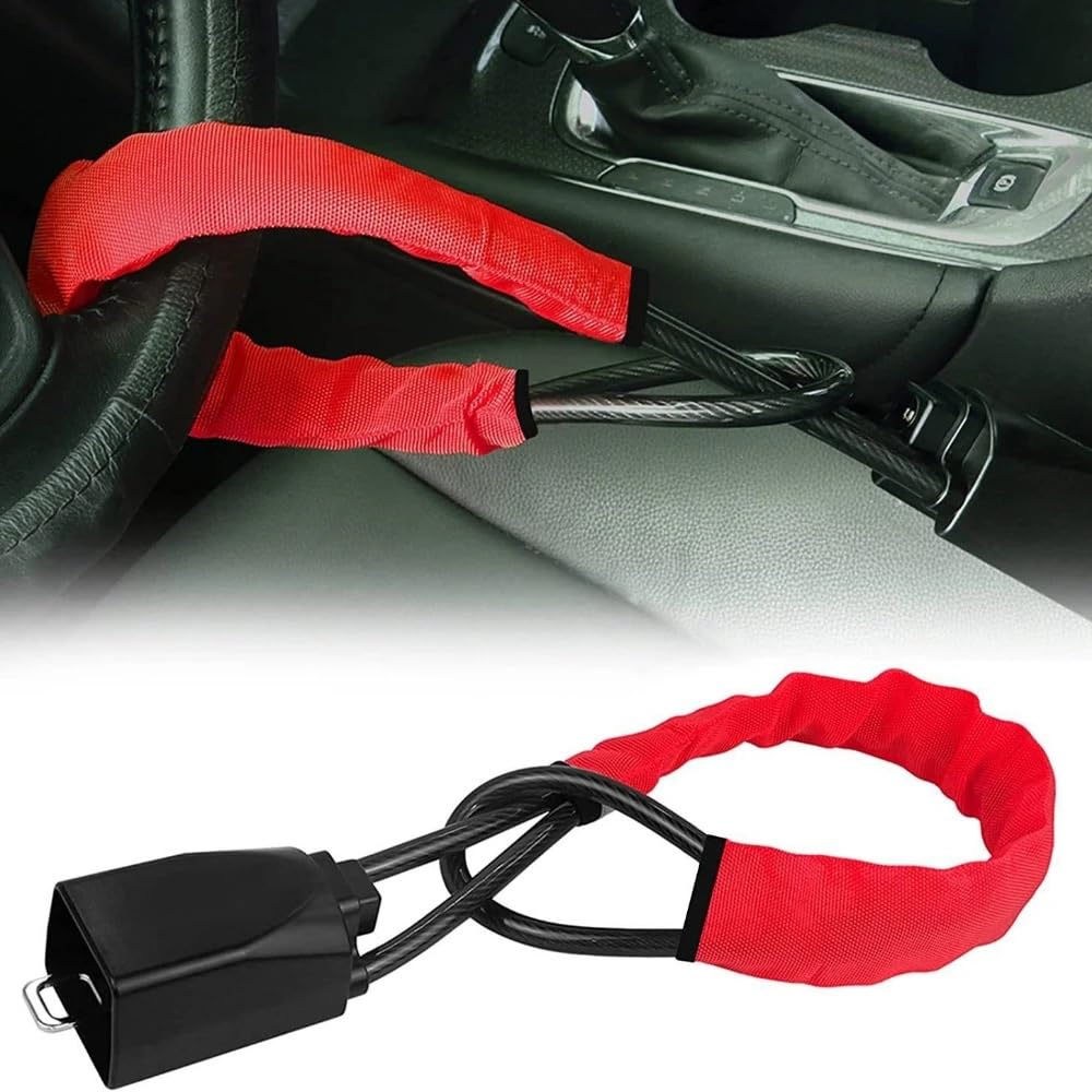 Verrou antivol pour volant et ceinture de sécurité pour voitures, installation facile, dispositif en alliage à 2 clés, convient la plupart des SUV Bloque Volant Ceinture(Yellow)