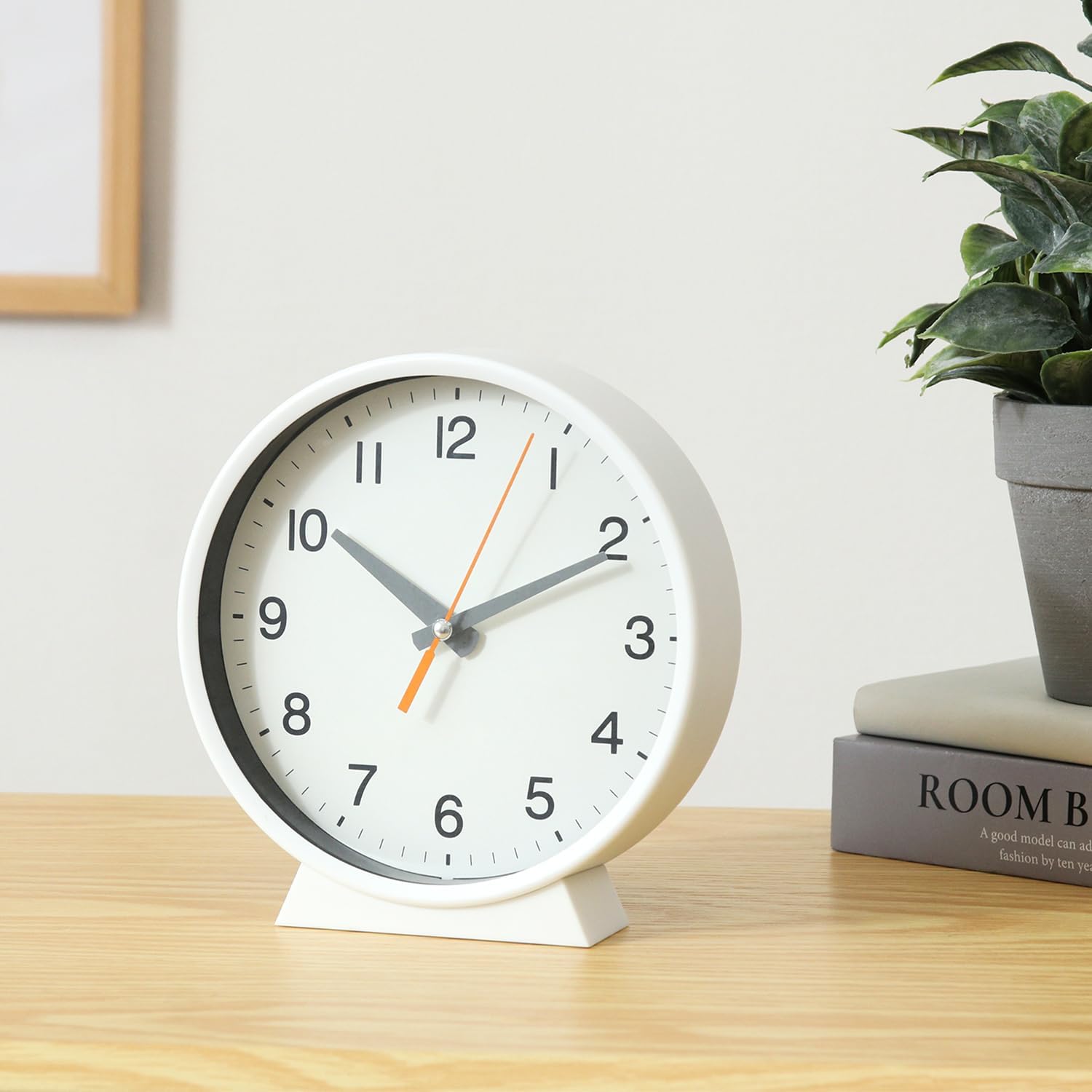不二貿易(Fujiboeki) Fuji Boeki 29868 Table Clock, Wall Clock, Dual Use, Width 6.4 x Depth 1.7 x Height 6.7 inches (16.2 x 4.3 x 17.1 cm), White, 2-Way Sweep Movement, Silent, Simple, Elf