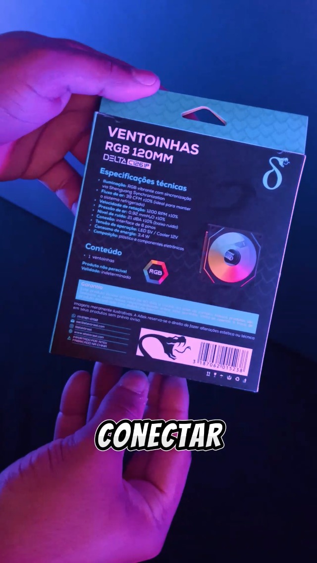 Cooler Fan Preto RGB Silencioso para PC Gamer Ventoinha 120 mm 3