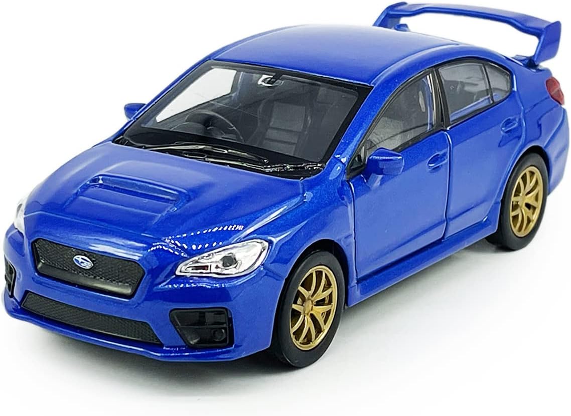 Impreza WRX STI Toy Car Racing Sports Diecast Model Car 1/36 Scale Metal Pull Back Vehicle, Doors Open, Zinc Alloy Casting, Boys Toys Kids Birthday Gifts Mens Collection, Blue