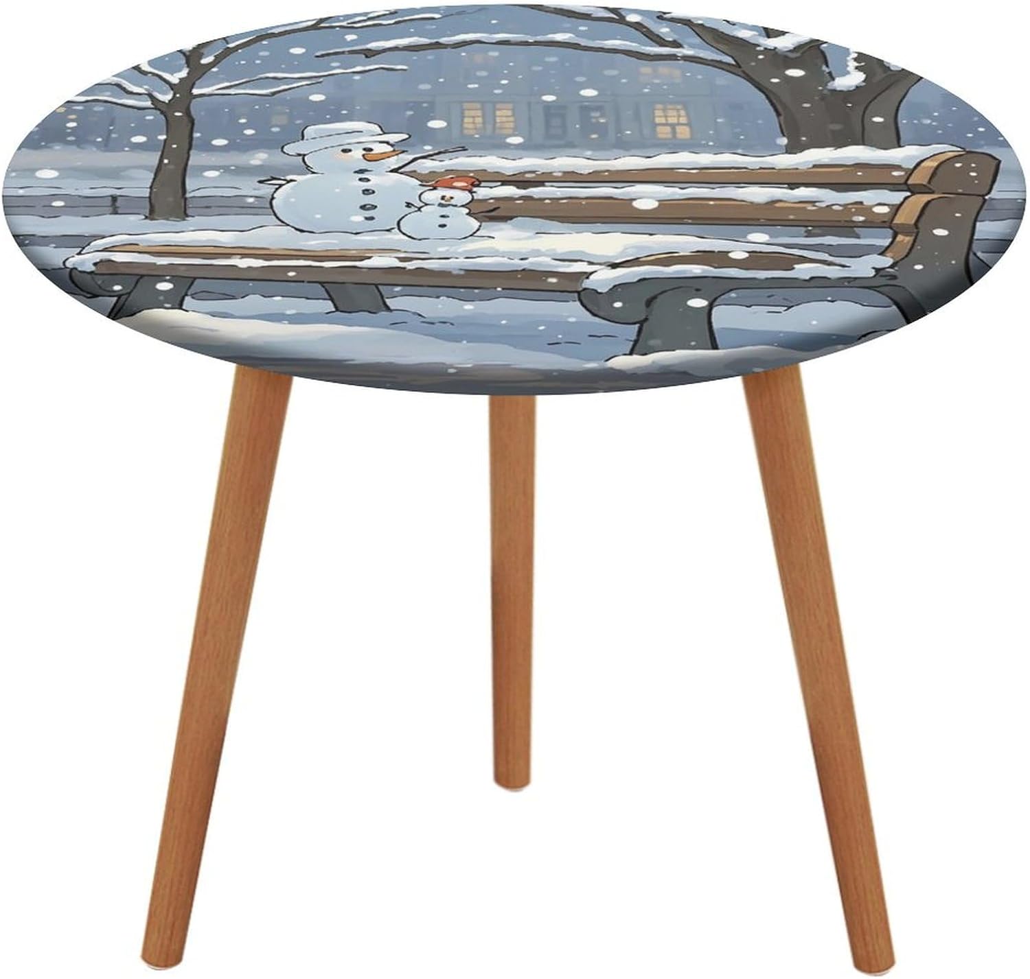 JTKLQBN Round Table Cover Chair Snowman Printed Waterproof