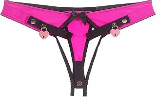 Chastity Cage Auxiliary Strap for Men, Chasity Lock Panties Anti-Slip Belt for Use with Penis Clip Cock Cages and Ring, Male SM Sex Toy Training Devices (Pink+Lock,M)