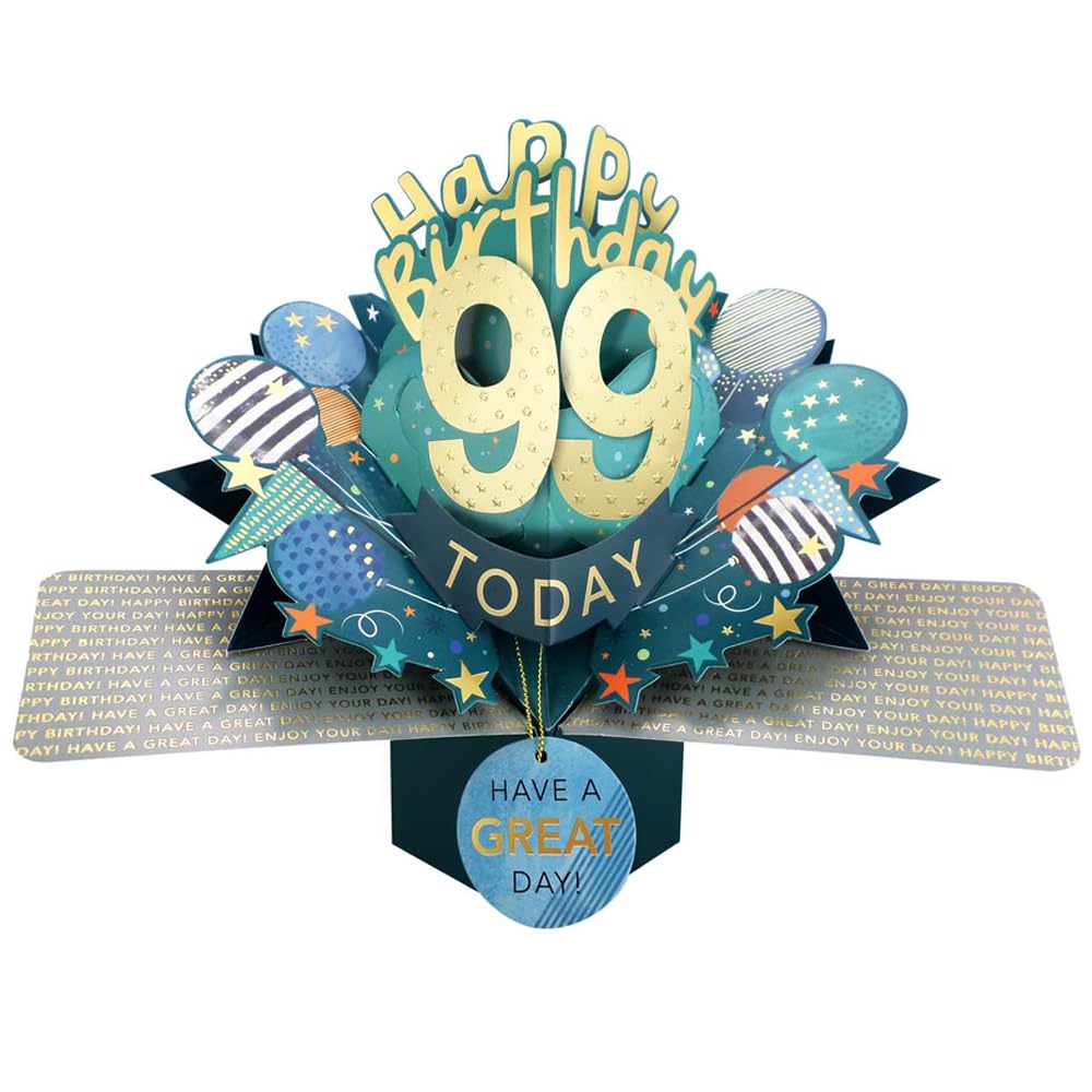 99 Today Happy 99th Birthday Pop-Up Greeting Card Love Kate's Pop Up Cards Him Design POP237MC99 — image 1