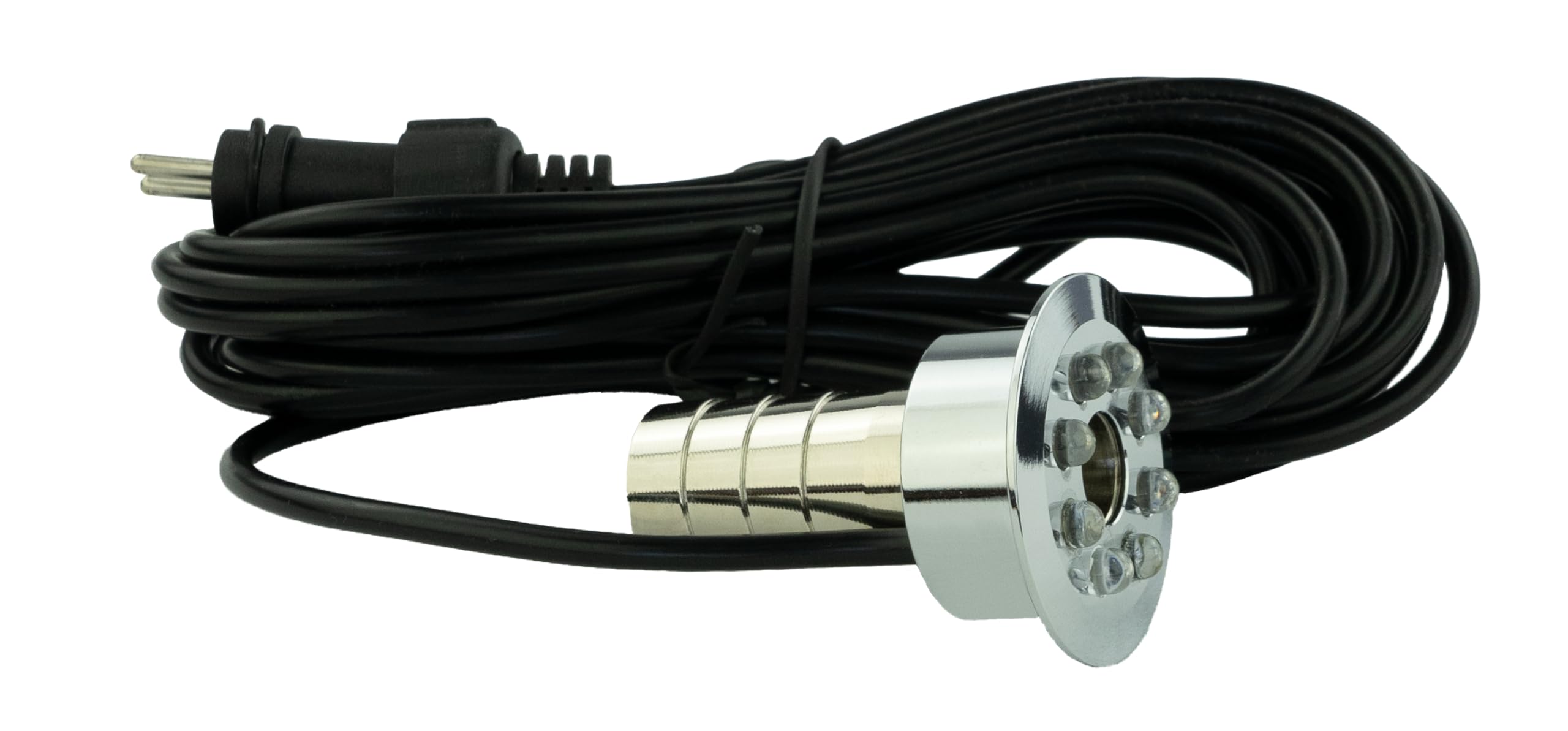 Wasserspielbeleuchtung blau, inkl. Trafo, 0,8 Watt, IP68, 12V, 103 LUX, 650 cm Kabel, LED-Ring, Brunnenlicht | Wasserspielleuchte | Unterwasserlicht | Unterwasserstrahler | Quellsteinbeleuchtung