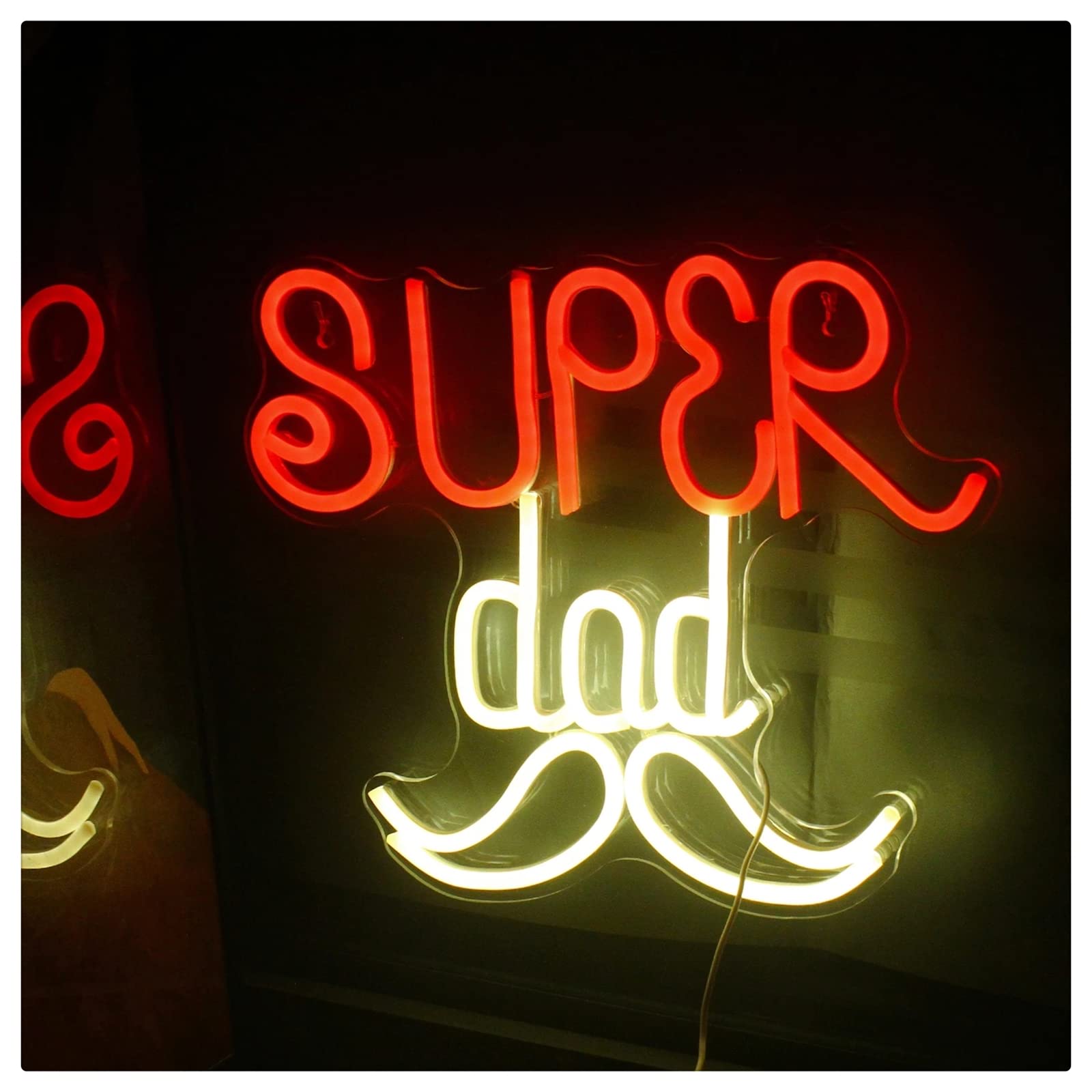 Insegna al Neon a LED Luce al Neon a LED, Insegna al Neon Super papà per Il Regalo di papà, Decorazione per Applique da Parete Artistica per casa, Bar, Club, Feste, Compleanni, Natale, 38X32 cm