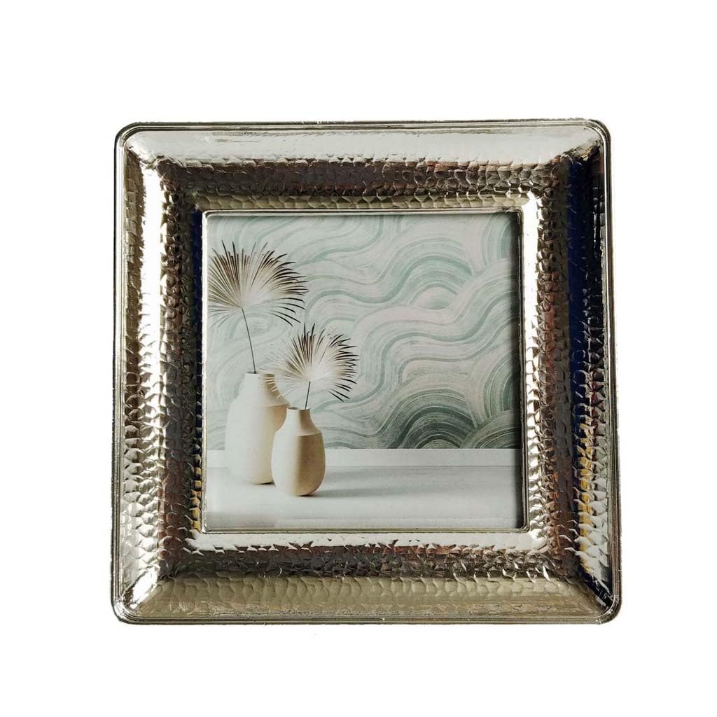 ZXWSTORE Metal Photo Frame Stand, Home Fittings Dotted Photo Frame, Silver