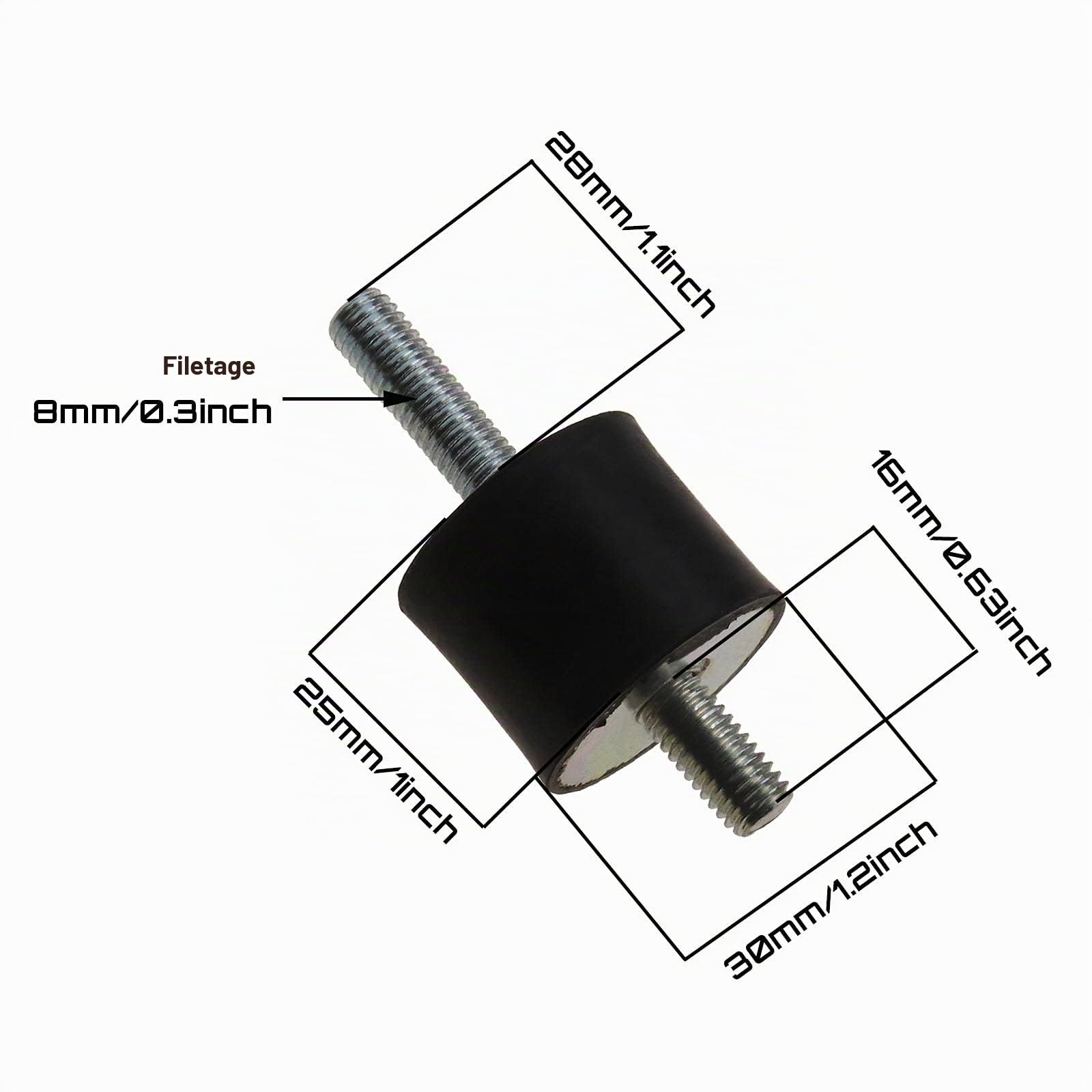 ECSiNG 4pcs M8 Double Mâle Anti Vibration Kit de Montage en Caoutchouc 30x25mm Remplacement pour Compresseur d'air Pompe Amortisseur Montage Bobine