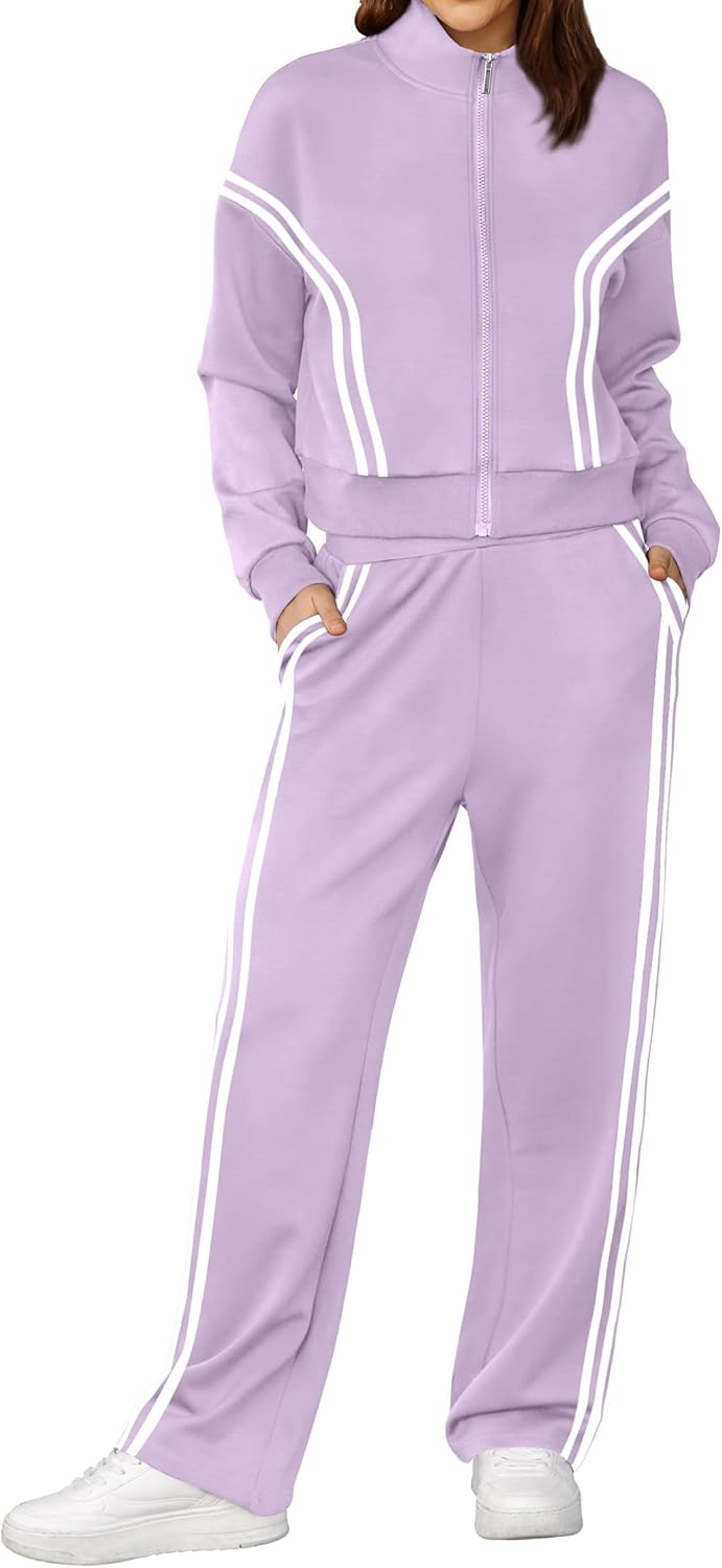 XIEERDUO Lounge Sets for Women 2025 Sweatsuit 2 Piece Outfits Sweatshirt Wide Leg Sweatpant Tracksuit Matching Set - Image 4
