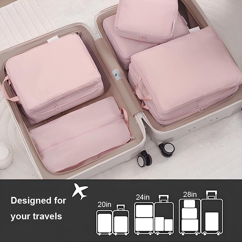 Miniatura 3 de Juego de 6 cubos de compresión para viajes, compresibles, ligeros, organizadores de equipaje que ahorran espacio para organizar ropa, zapatos,