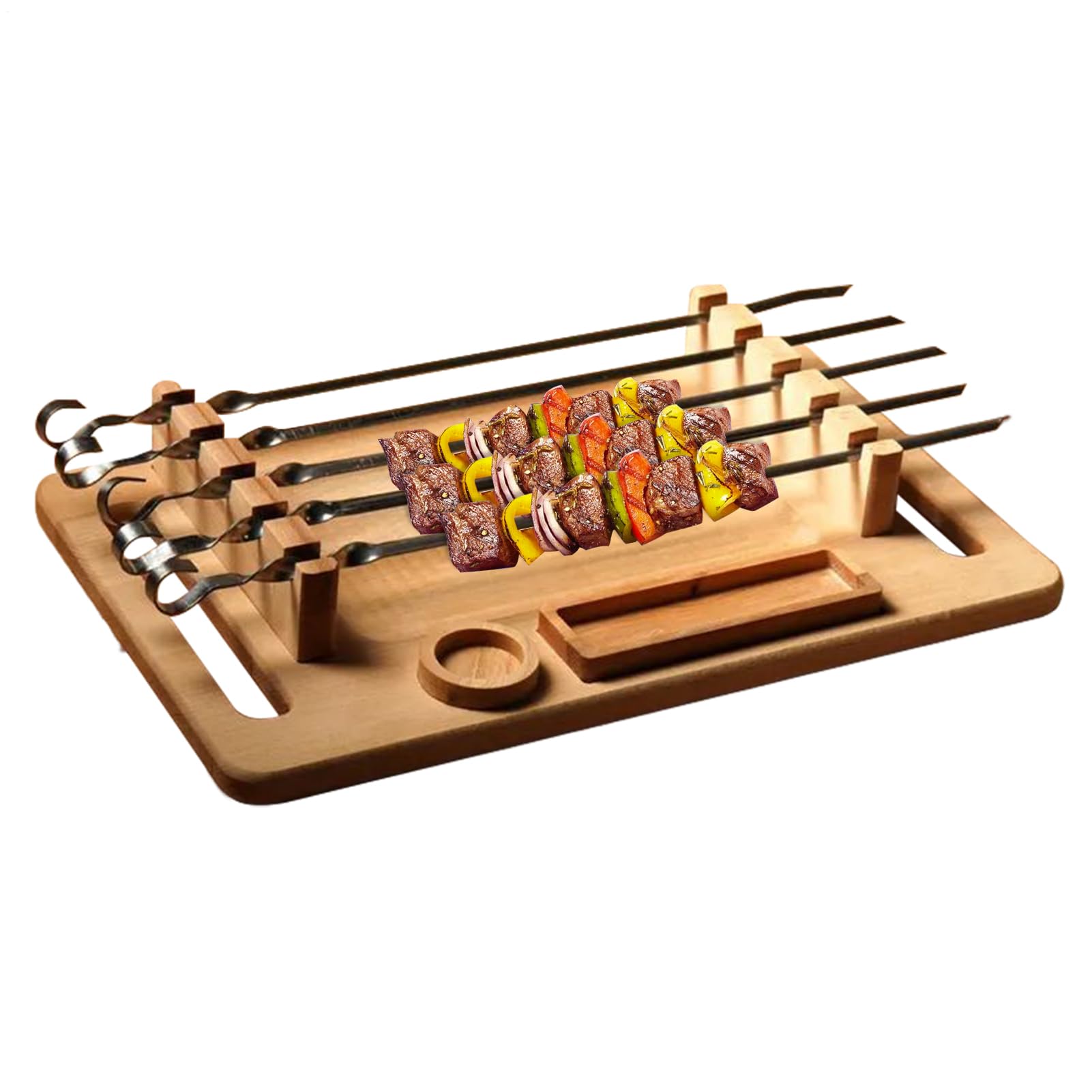 Plateau de barbecue rectangulaire en bois pour présentation culinaire