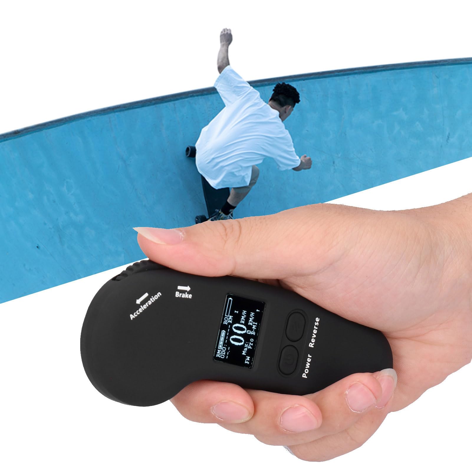 KIMISS Meepo Elektro-Skateboard mit Fernbedienung, ABS, Schwarz, Elektro-Skateboard, Kabellose LED-Display-Fernbedienung mit Einstellbarer Bremsgeschwindigkeit