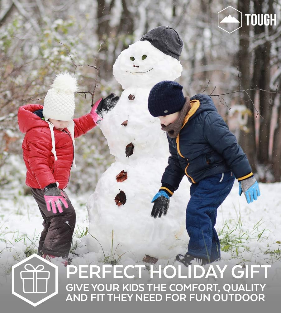 Kids Winter Gloves - Snow & Ski Waterproof Youth Gloves for Boys & Girls - Insulated for Cold Weather Outdoor Play, Skiing & Snowboarding - with Windproof Thermal Shell & Synthetic Leather Palm : Clothing, Shoes & Jewelry