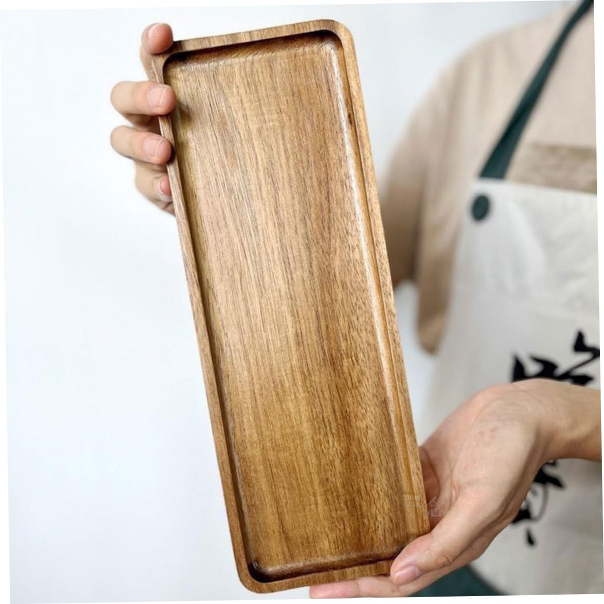 Bandeja de Madera Acacia Rectangular 28x10,5 Cm para Servir Té y Aperitivos, Frutero Decorativo para Mesa, Juego 2 Piezas, Adecuado para Fiestas y Desayuno