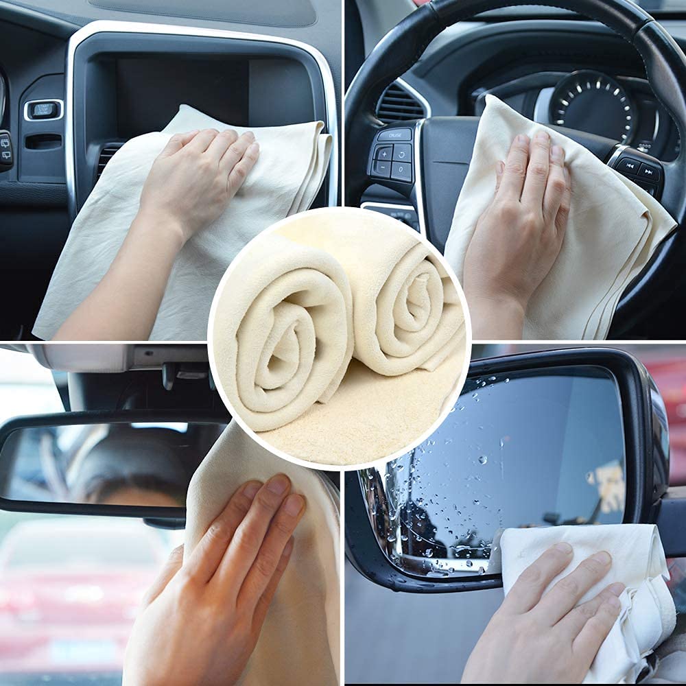 Auto Hub Ultra Absorbent Chamois Cleaning Cloths for Kitchen/Home/Office (1pc, Multi Color, Small: 48cmX32cm) 1