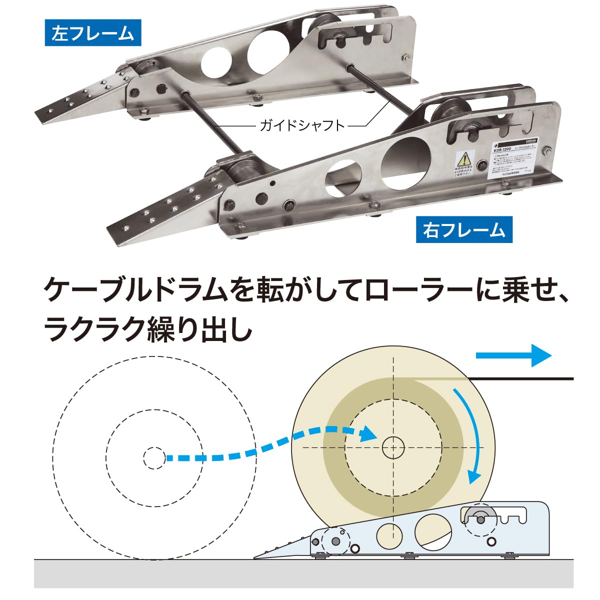 Amazon | デンサン ケーブルドラムローラー (飛び出し防止装置付) KDR