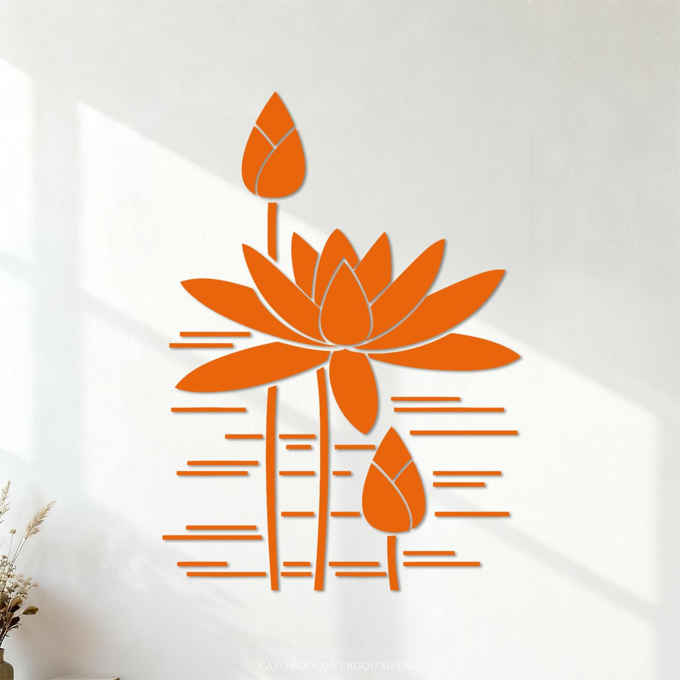 Water Lily Lotus Flowers House Vinyl Wall Stickers 68x94.7cm Art Decoration Orange