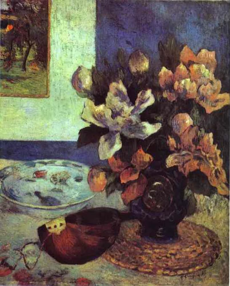 Amazon.co.jp: マンドリンのある静物画 6 点ポスト印象派の花ポール