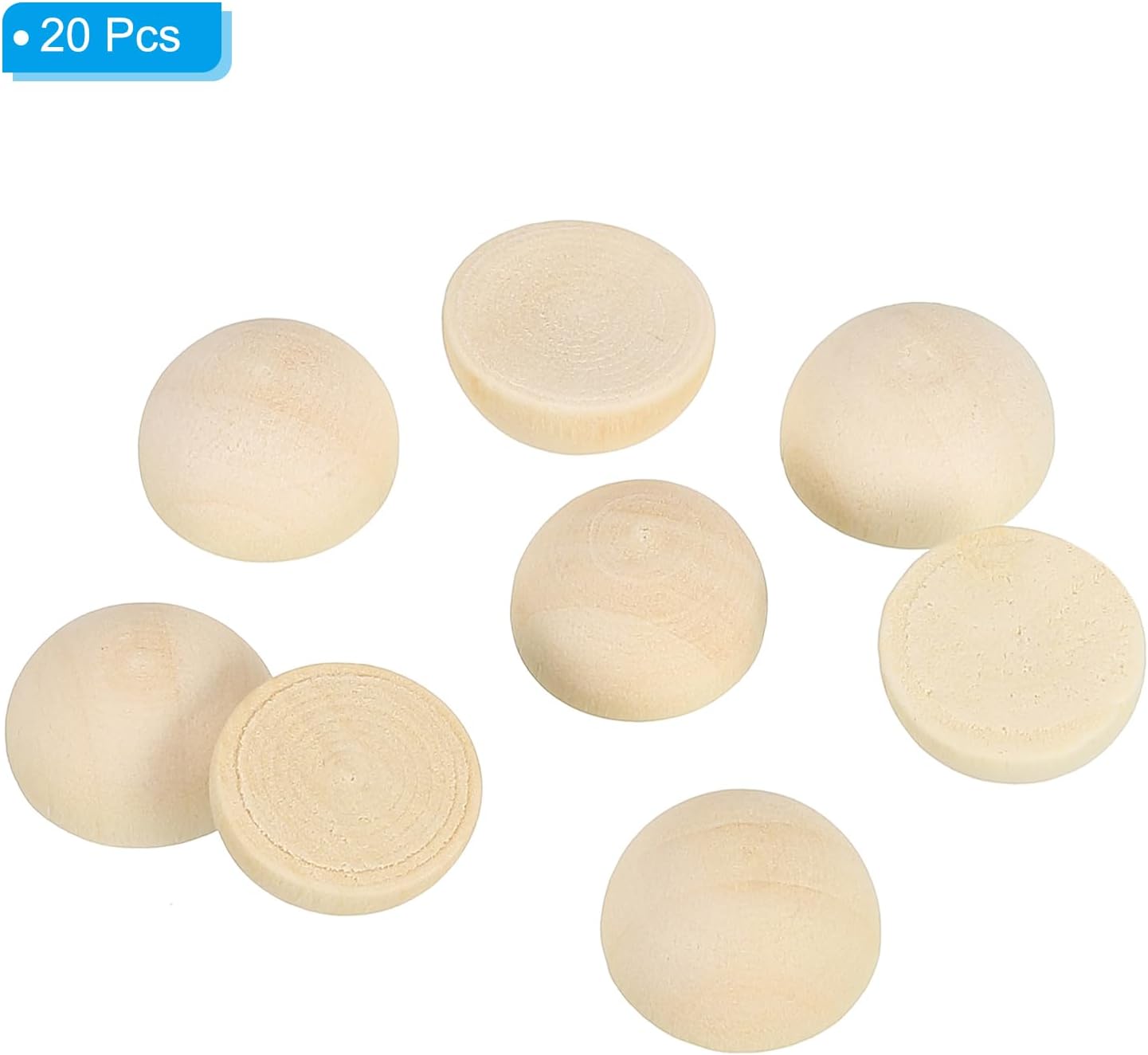 PATIKIL 8mm Half Wood Beads, 20 Pack Unfinished Natural Wooden Beads Round Split Wood Balls for Craft Art Ornaments Painting - Image 3