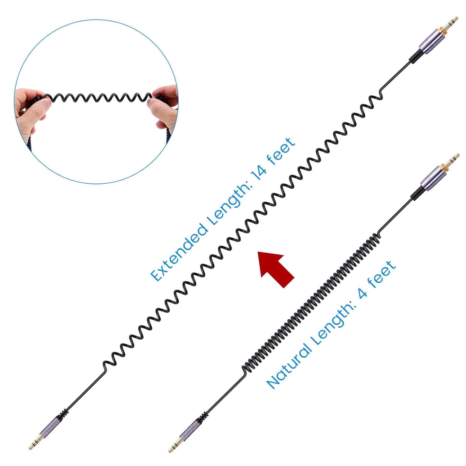 weishan Solo4 Cord Coiled Audio Cable Replacement for Dre Beats Studio3 / Studio Pro/Solo 3 Wireless Noise Cancelling Headphones, 3.5mm(1/8") Extension Wire Compatible with iPhone PS5 Xbox One, 14ft - Image 6