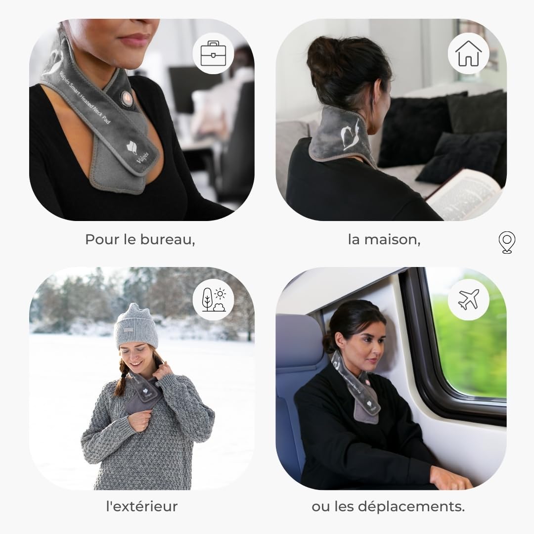Vulpés NeckPad Pro – Coussin chauffant cervicales sans fil | Chaleur infrarouge | Matériaux certifiés | Contrôle via smartphone | Autonomie de batterie exceptionnelle