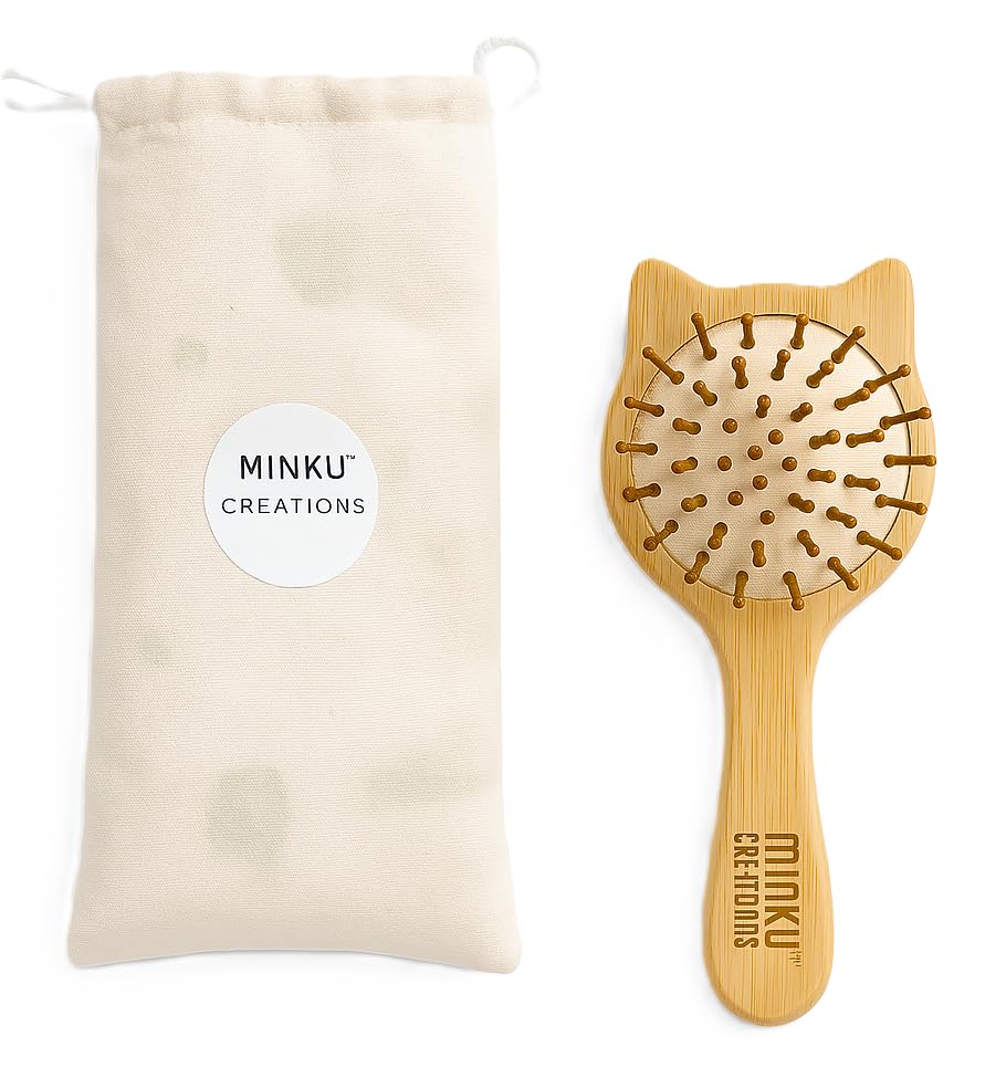KitMik Cat Shape Baby Hair Brush, Natural Bamboo Wooden Comb Bamboo Bristles Small Wooden Paddle Hair Brush | Gentle Scalp Massage Brush for Newborns, Infants & Toddlers | Eco-Friendly Baby Grooming Essentials-Pack of 1-image-39