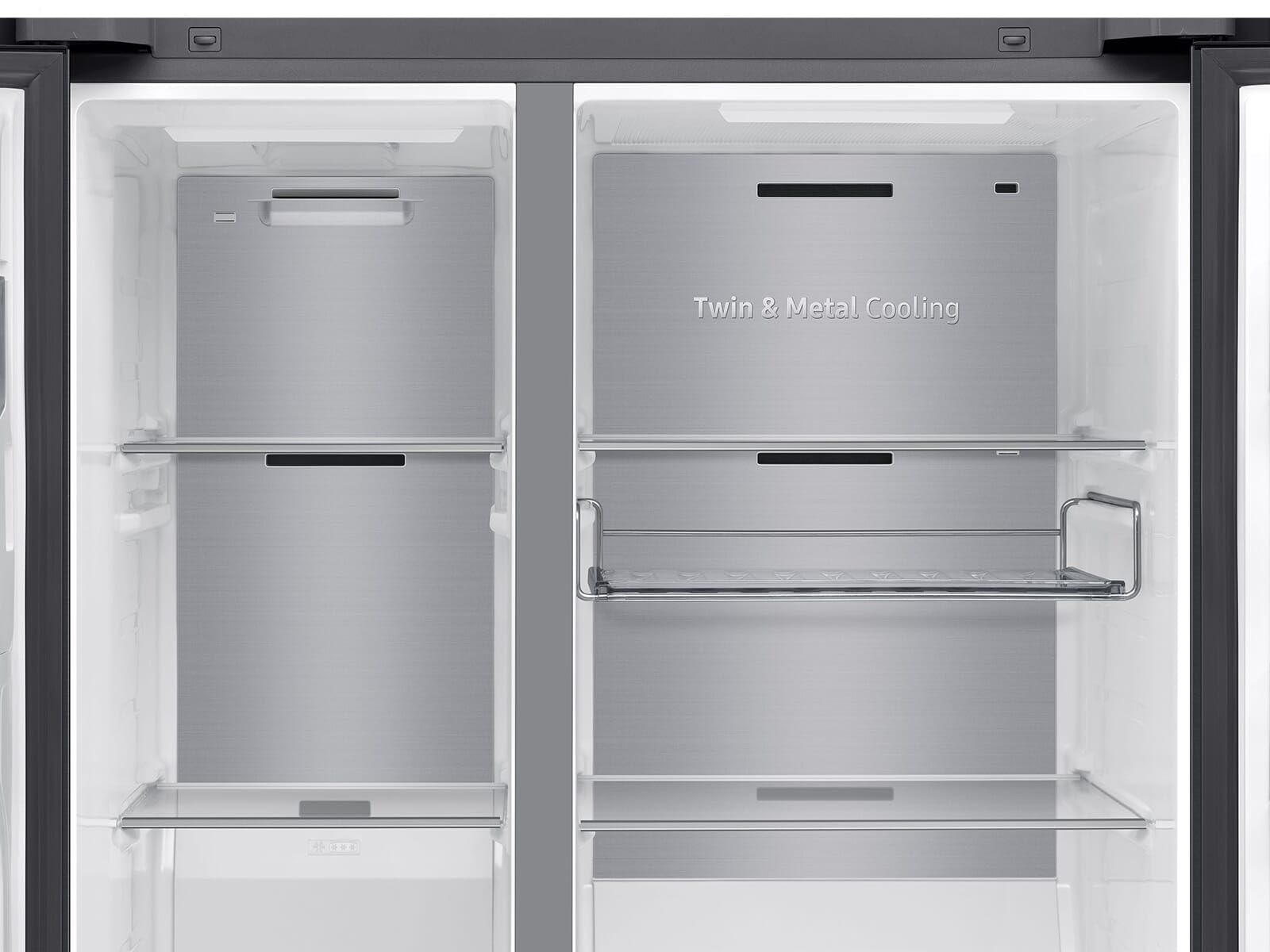 Samsung RS90F66BEFEF lodówko-zamrażarka Side-by-Side, AI lodówka z zamrażarką, 178 cm, 614 l, dozownik lodu/wody z przyłączem wody, Family Hub, AI Energy & Voice Control, Black Steel