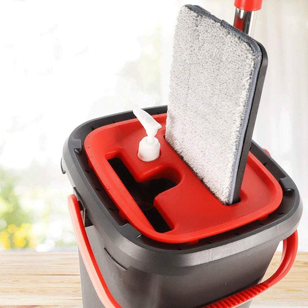 RajoNN Juego de fregona y Cubo Plano con Almohadillas de Microfibra para Cocina, baño, para Suelos de Madera, Azulejos, Polvo