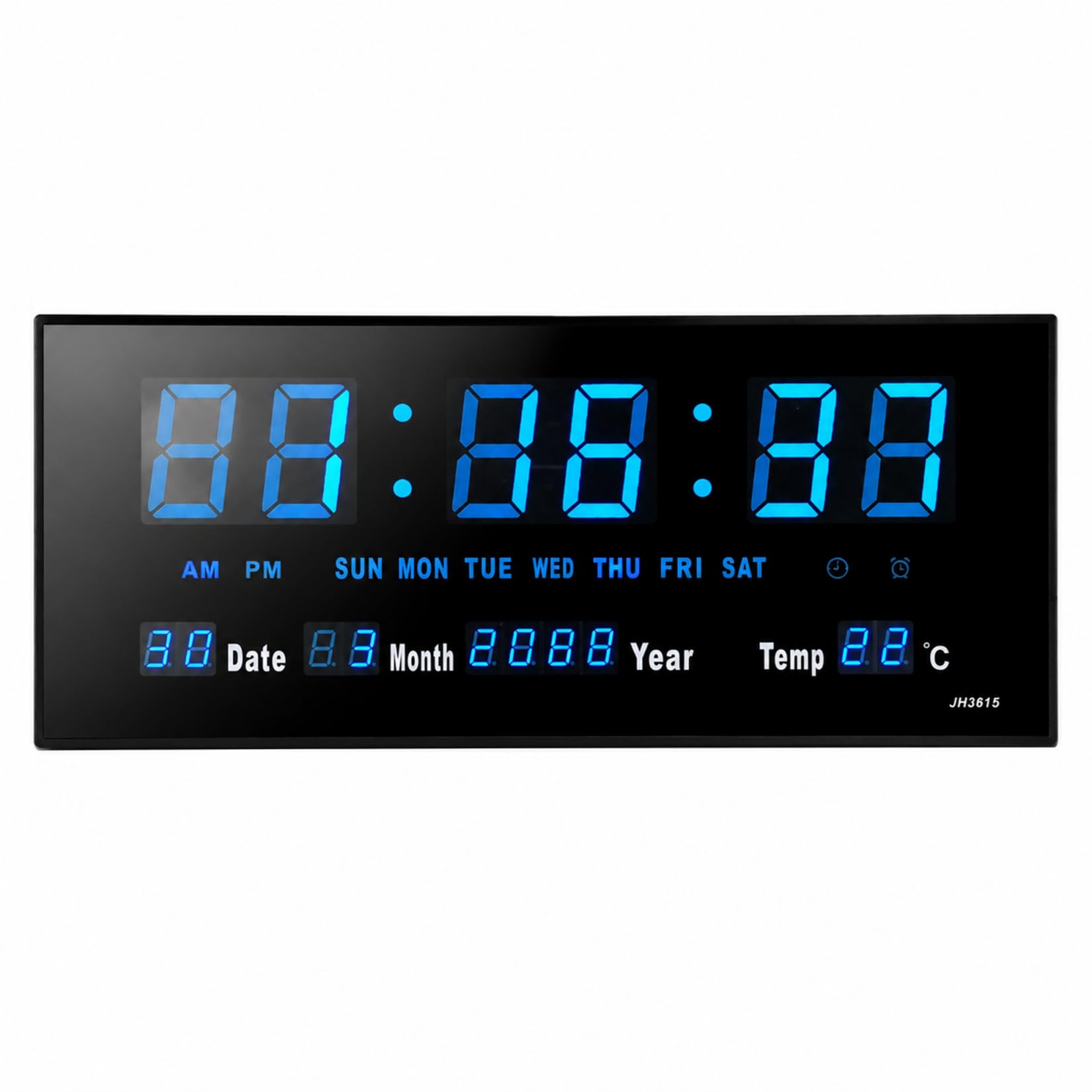 Starlet24 JH4622 Horloge murale LED avec affichage de la date et de la température Bleu 45 x 22 cm